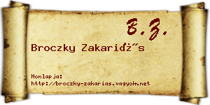 Broczky Zakariás névjegykártya